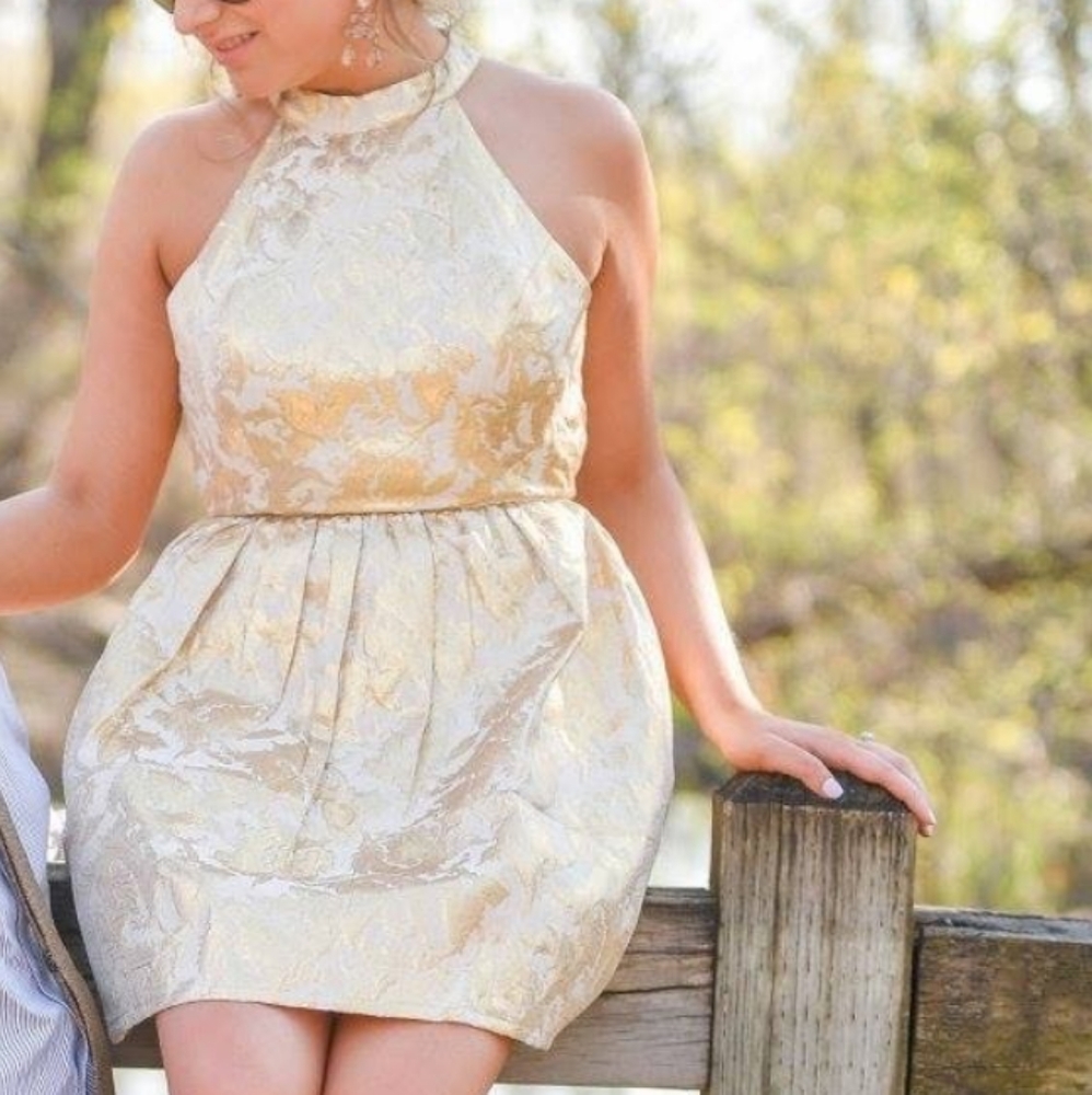 Goldleaf Sleeveless Halter Dress